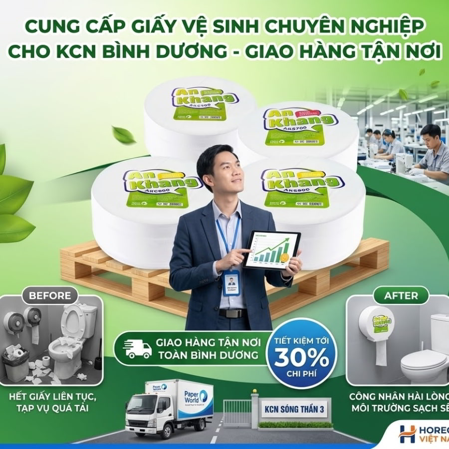 Horeca Việt Nam nhà cung cấp giấy vệ sinh kcn bình dương giao hàng tận nơi