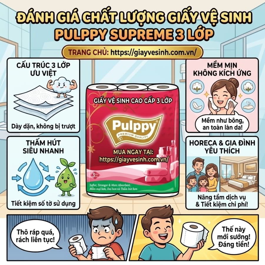 Mua giấy vệ sinh pulppy 3 lớp uy tín giá sỉ tốt nhất tại Horeca Việt Nam