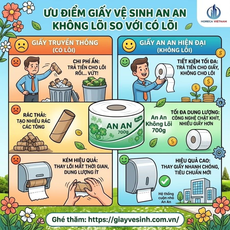 Mua giấy vệ sinh An An không lõi và có lõi giá tốt tại Horeca Việt Nam