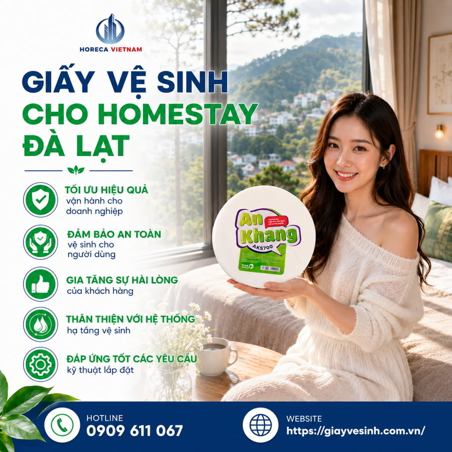 Cung cấp giấy vệ sinh cho homestay đà lạt uy tín giá sỉ tốt nhất tại Horeca Việt Nam