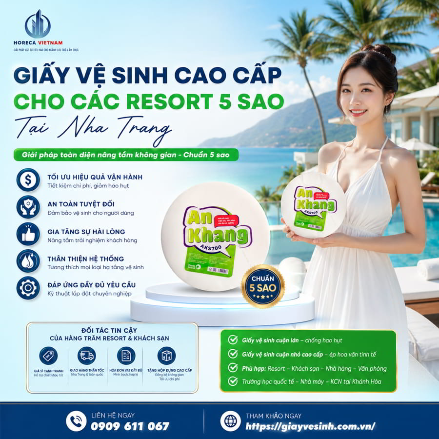Cung cấp giấy vệ sinh resort Nha Trang chính hãng cao cấp giá sỉ tốt nhất tại Horeca Việt Nam