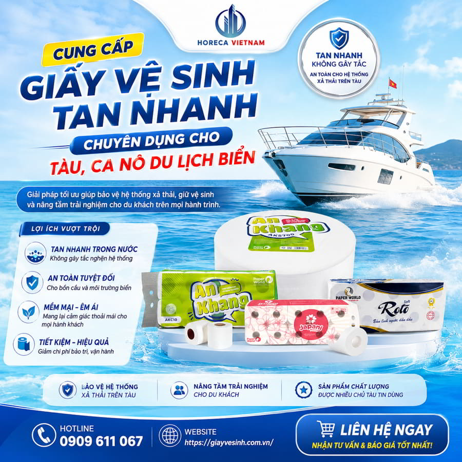 Cung cấp giấy vệ sinh cho tàu du lịch Nha Trang uy tín giá sỉ tốt nhất tại Horeca Việt Nam