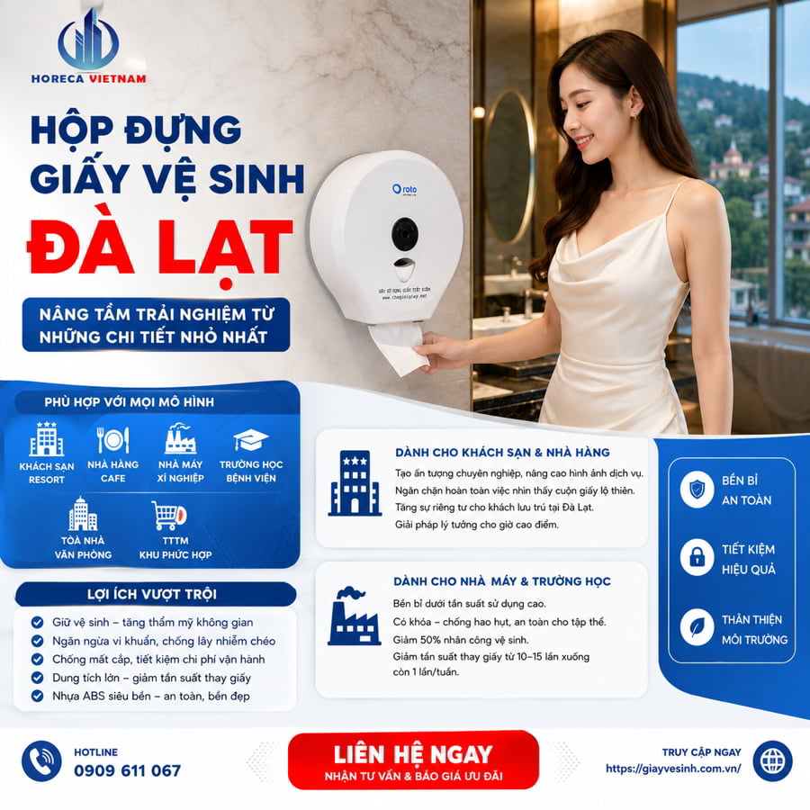 Cung cấp hộp đựng giấy vệ sinh Đà Lạt chính hãng cao cấp tại Horeca Việt Nam