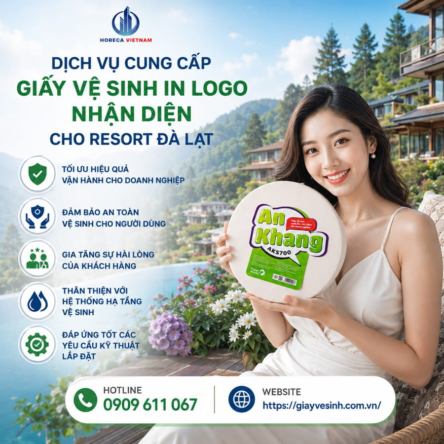 Dịch vụ cung cấp giấy vệ sinh in logo resort Đà Lạt uy tín