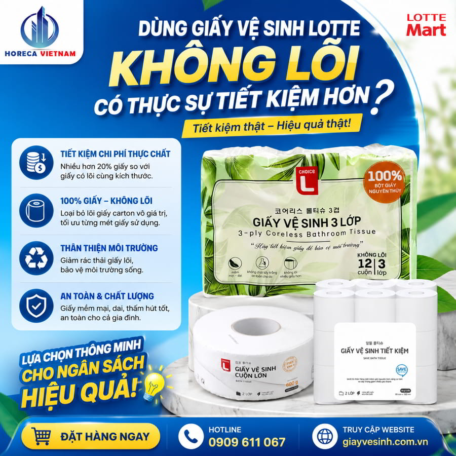 Cung cấp giấy vệ sinh lotte không lõi uy tín tiết kiệm chi phí tại Horeca Việt Nam