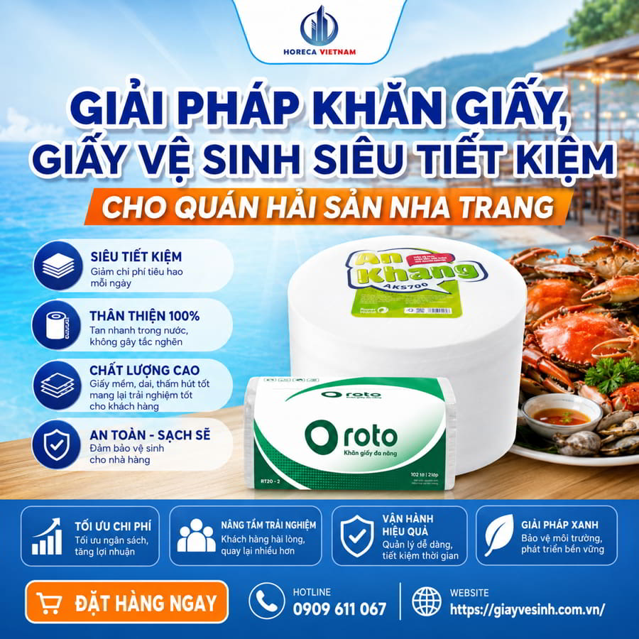 Cung cấp giấy vệ sinh cho quán hải sản Nha Trang uy tín giá sỉ tốt nhất tại Horeca Việt Nam