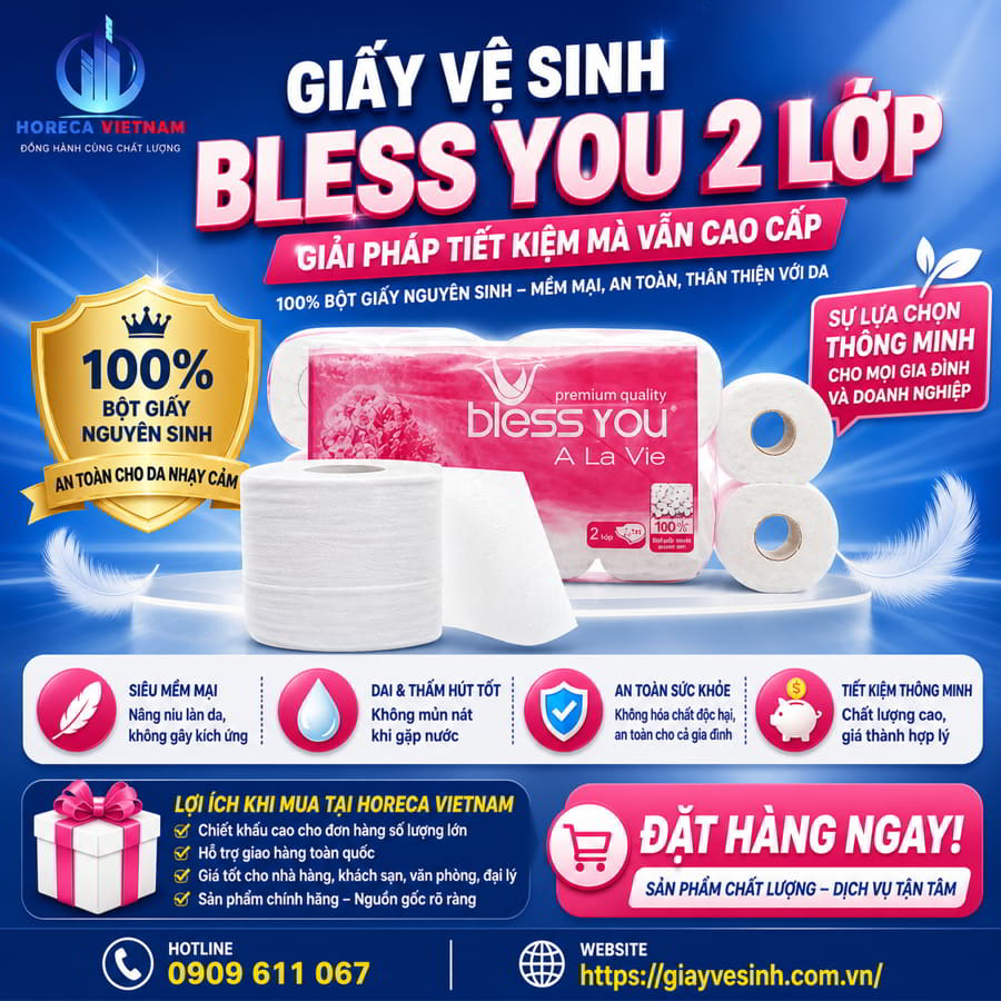 Mua giấy vệ sinh bless you 2 lớp uy tín giá sỉ tốt nhất tại Horeca Việt Nam