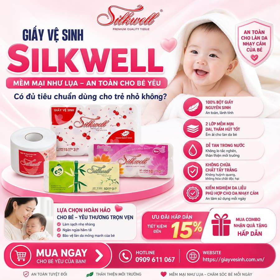 Giấy silkwell cho bé có thực sự đủ an toàn để trở thành "người bạn đồng hành" làm sạch cho trẻ sơ sinh và trẻ nhỏ?