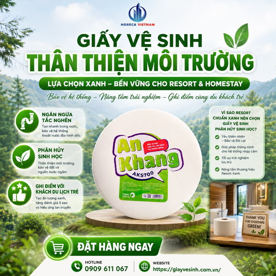 Xu hướng dùng giấy vệ sinh thân thiện môi trường resort Đà Lạt