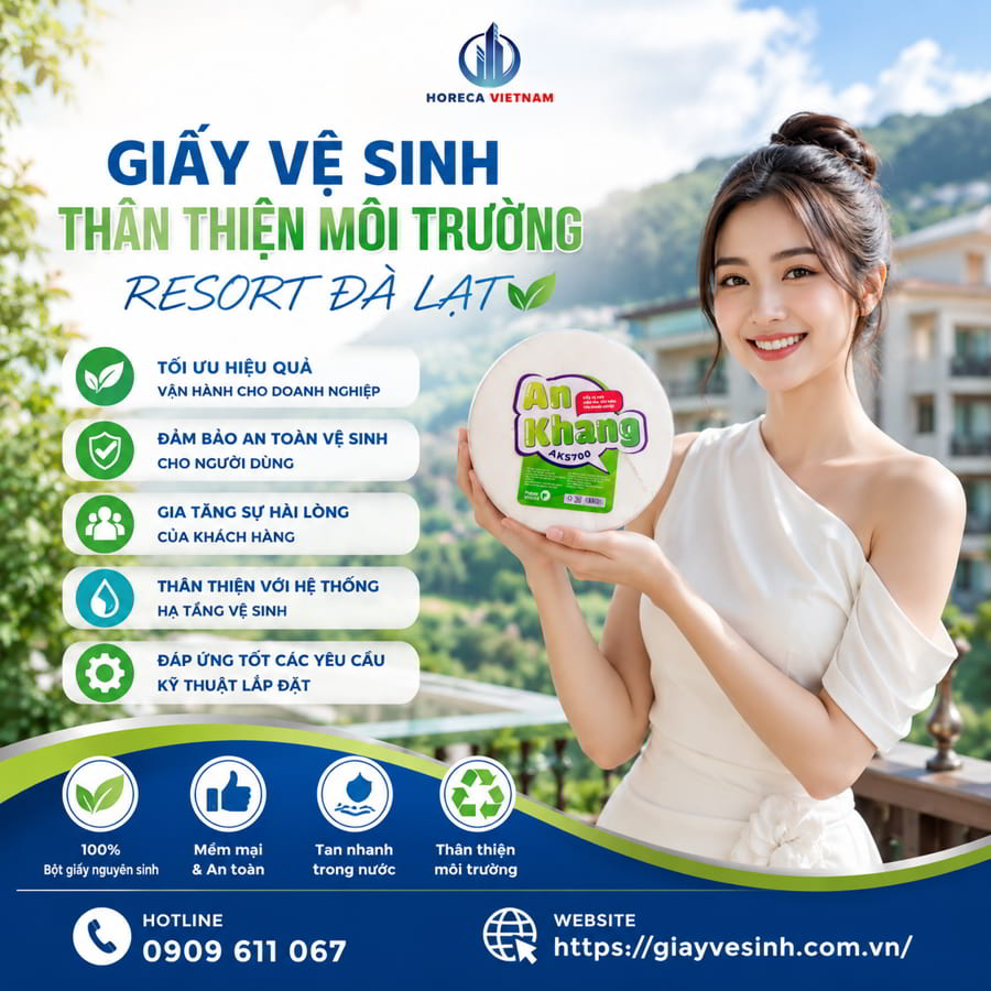 Horeca Việt Nam đơn vị cung cấp giấy vệ sinh thân thiện môi trường resort Đà Lạt chính hãng cao cấp giá sỉ tốt nhất