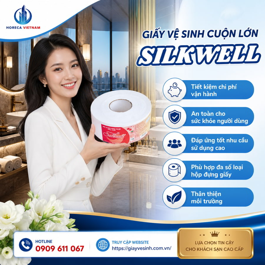 Horeca Việt Nam nhà cung cấp giấy vệ sinh cuộn lớn Silkwell chính hãng giá sỉ tốt nhất