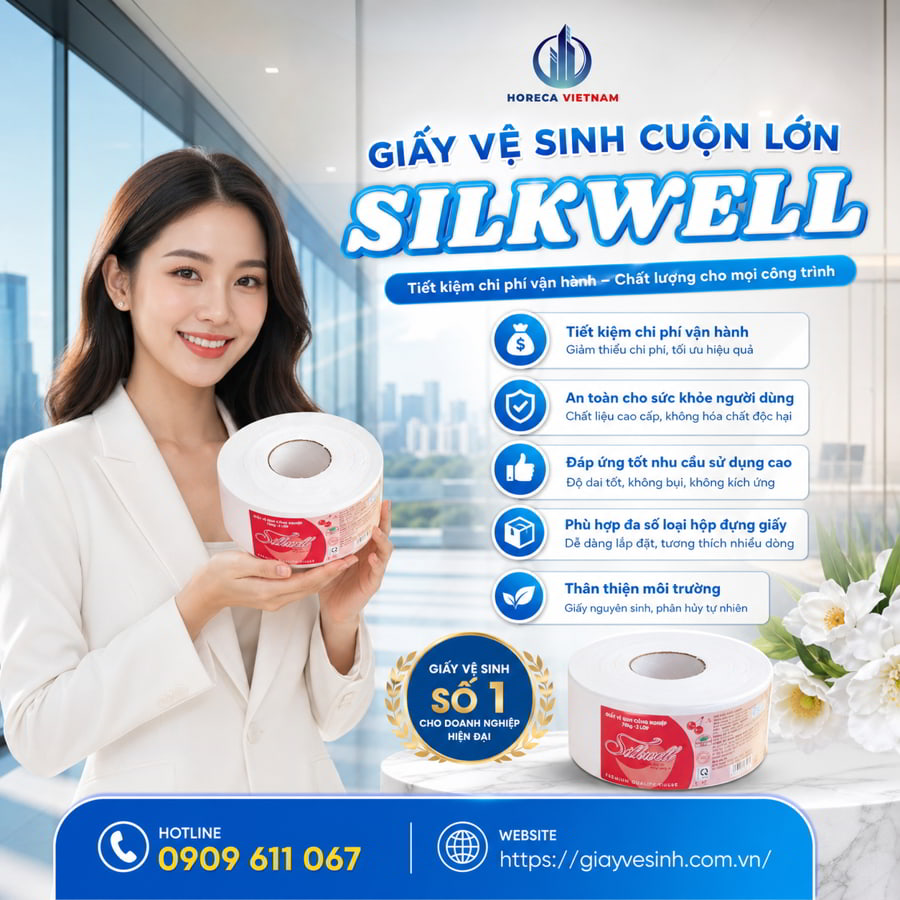Horeca Việt Nam nhà phân phối giấy vệ sinh cuộn lớn Silkwell uy tín giá tốt giao hàng tận nơi