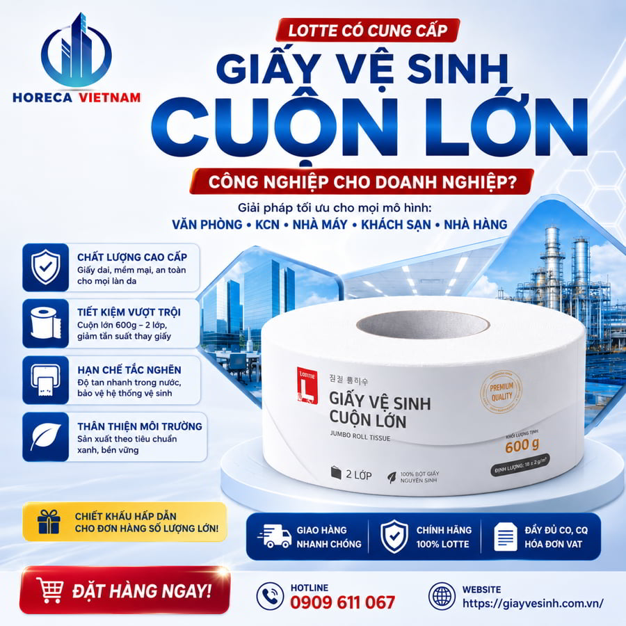 Mua giấy vệ sinh cuộn lớn lotte uy tín giá sỉ tốt nhất tại Horeca Việt Nam