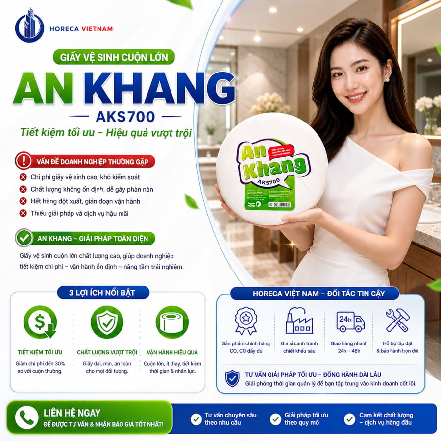 Mua giấy vệ sinh cuộn lớn An Khang chính hãng uy tín giá sỉ tốt nhất tại Horeca Việt Nam