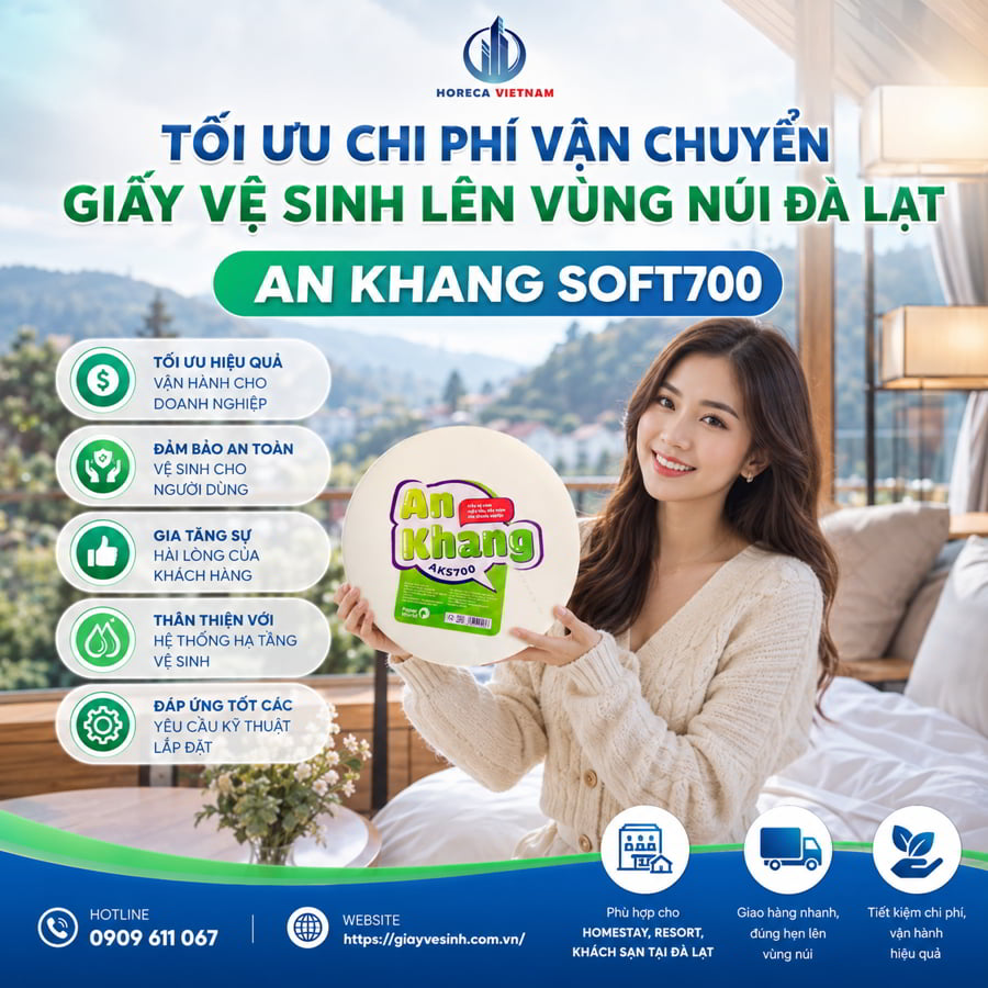 Mua giấy vệ sinh cuộn lớn An Khang để tối ưu chi phí vận chuyển giấy lên Đà Lạt tại Horeca Việt Nam