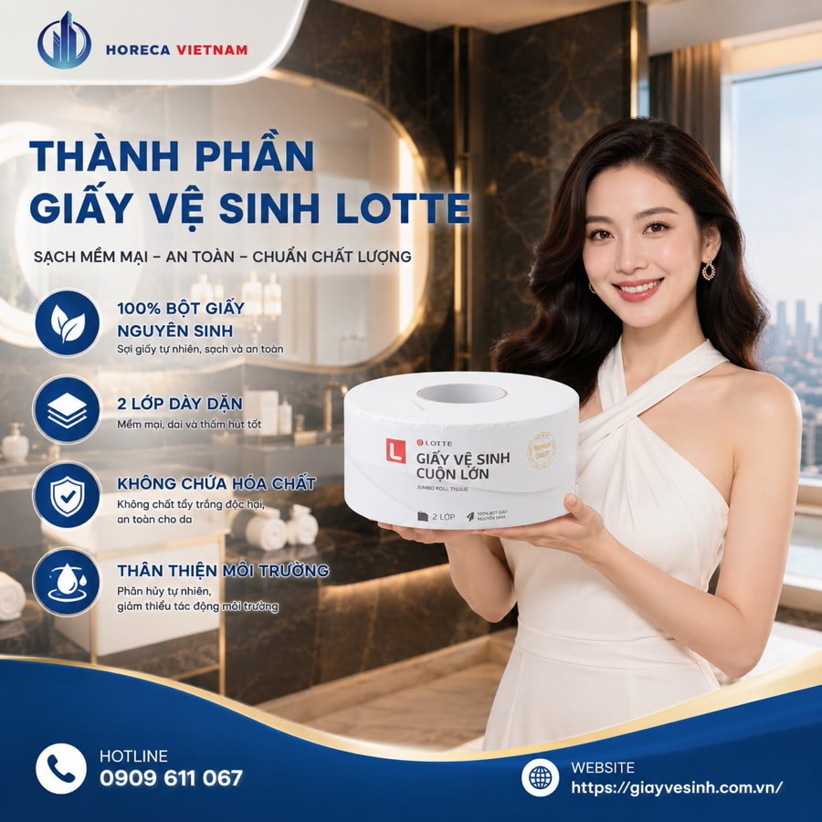 Mua giấy vệ sinh cuộn lớn Lotte cao cấp chính hãng giá tốt nhất tại Horeca Việt Nam