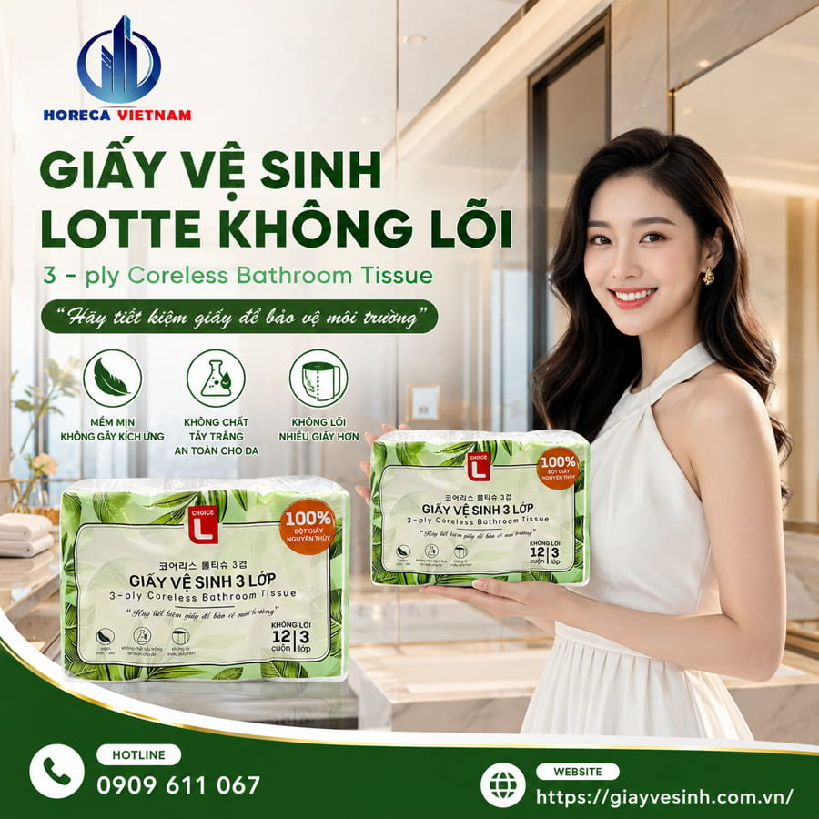 Mua sỉ giấy vệ sinh Lotte không lõi chính hãng cao cấp giá tốt nhất tại Horeca Việt Nam