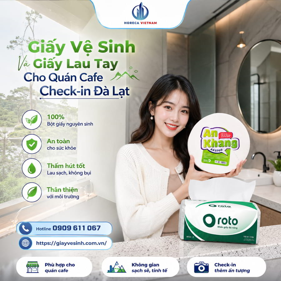 Mua giấy vệ sinh quán cafe Đà Lạt và giấy lau tay uy tín giá sỉ tốt nhất tại Horeca Việt Nam