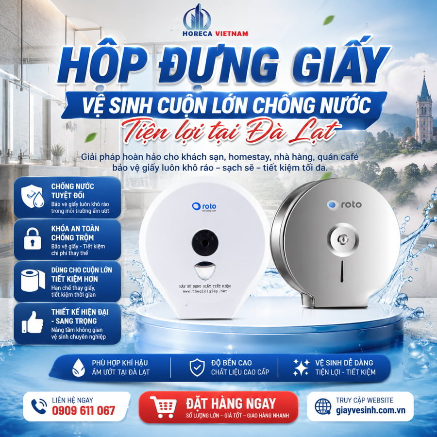 Mua hộp đựng giấy vệ sinh Đà Lạt chống nước tiện lợi tại Horeca Việt Nam