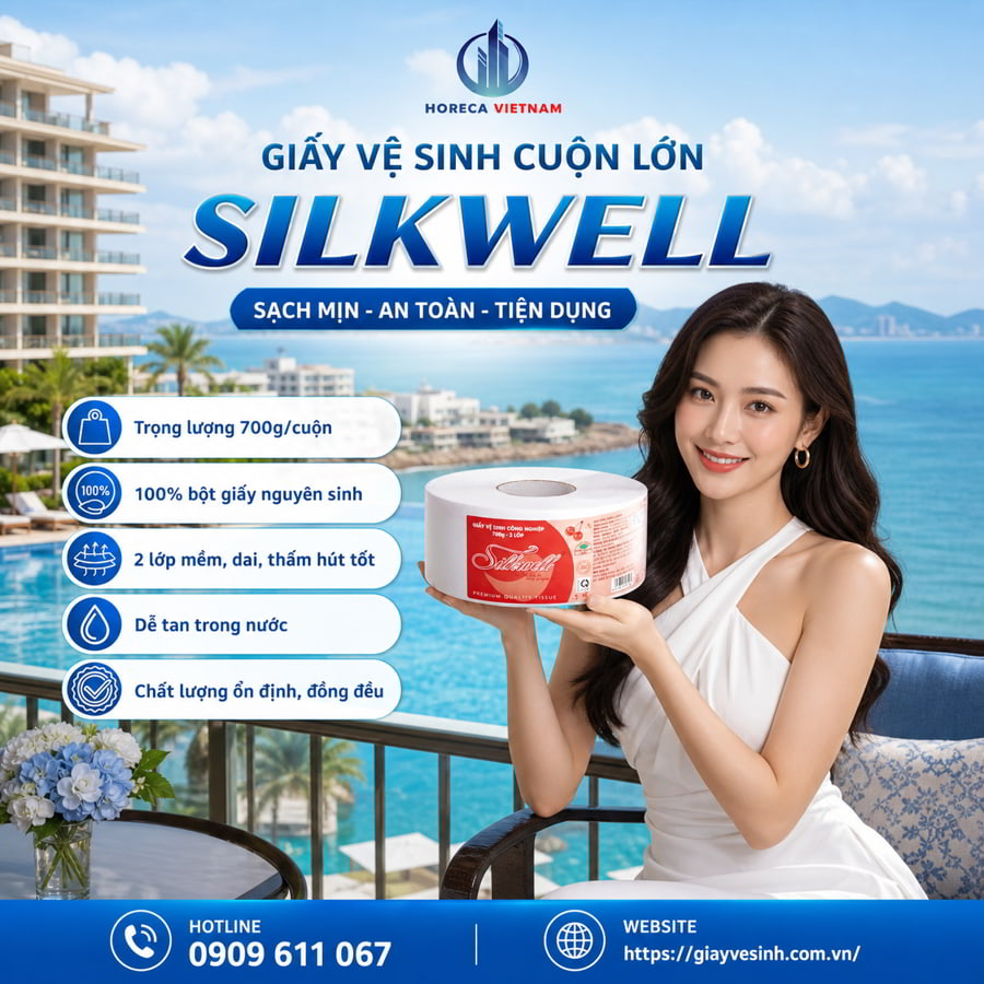 Mua sỉ giấy vệ sinh cuộn lớn Silkwell uy tín trực tiếp không qua trung gian tại Horeca Việt Nam