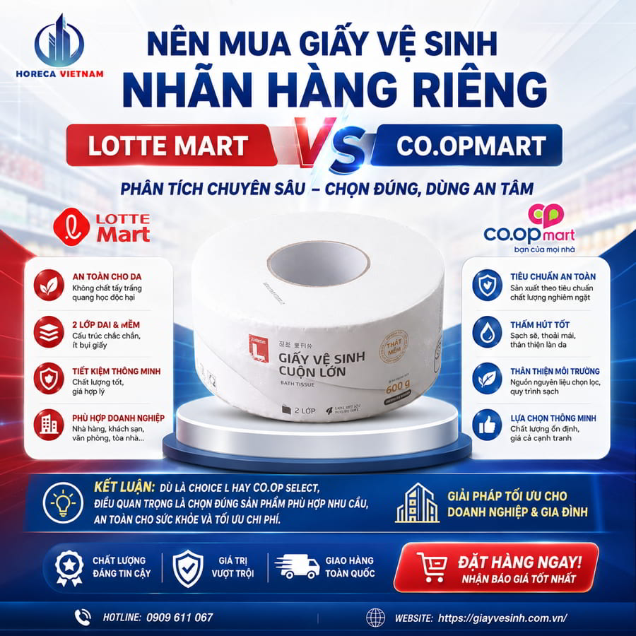 So sánh giấy vệ sinh Lotte và Coopmart tại Horeca Việt Nam