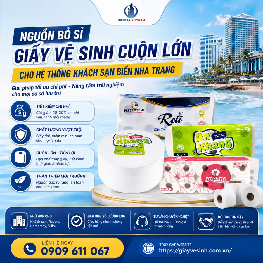 Nguồn bỏ sỉ giấy vệ sinh khách sạn Nha Trang uy tín tại Horeca VIệt Nam