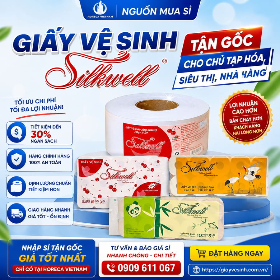 Nguồn mua sỉ giấy vệ sinh silkwell tận gốc cho chủ tạp hóa siêu thị.