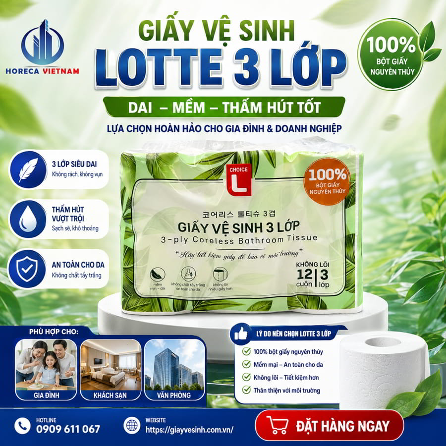 Mua giấy vệ sinh lotte 3 lớp cao cấp giá sỉ tốt nhất tại Horeca Việt Nam