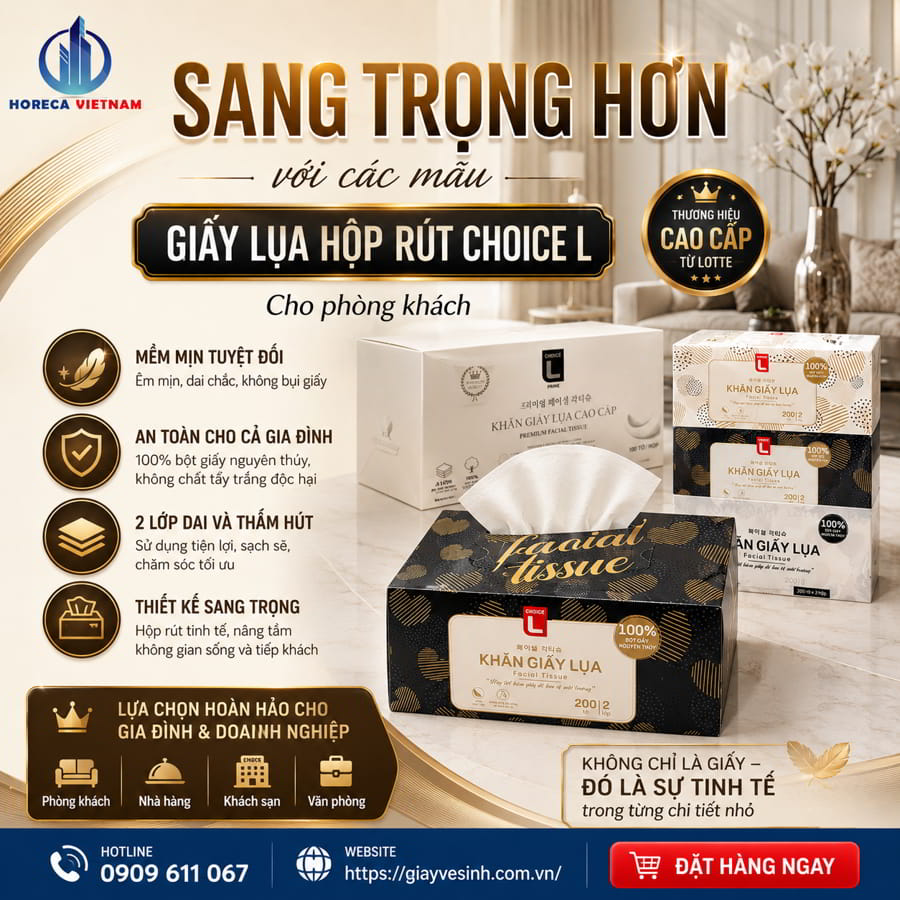 Sang trọng hơn với các mẫu giấy lụa hộp lotte cho phòng khách tại Horeca Việt Nam