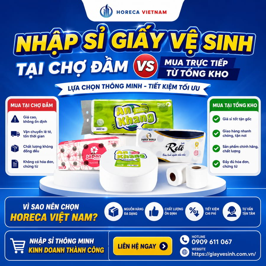 Lấy sỉ giấy vệ sinh chợ đầm Nha Trang uy tín giá tốt nhất tại Horeca Việt Nam
