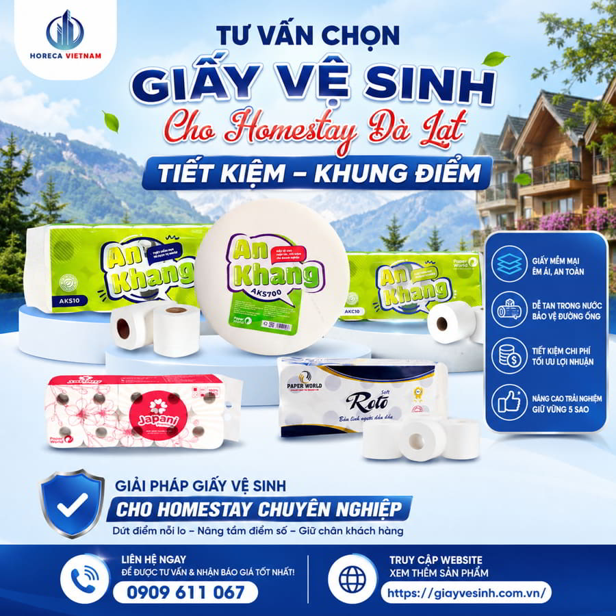 Việc chọn đúng giấy vệ sinh cho homestay đà lạt chính là điểm chạm tinh tế nhất để vừa chiều lòng khách, vừa tối ưu lợi nhuận.