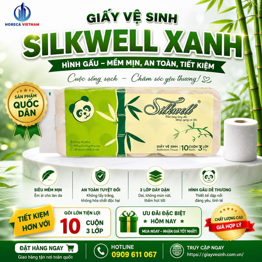 Mua giấy vệ sinh silkwell xanh hình gấu trúc cao cấp giá sỉ tốt nhất tại Horeca Việt Nam