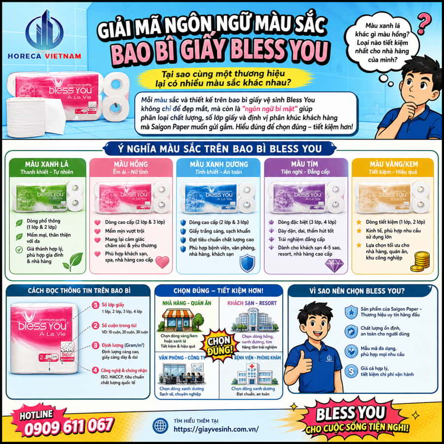 Ý nghĩa thiết kế và màu sắc bao bì giấy vệ sinh bless you