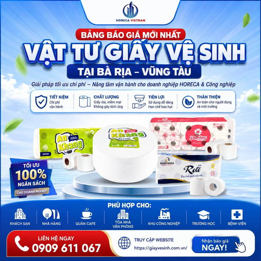 Bảng báo giá giấy vệ sinh Vũng Tàu uy tín giá sỉ tốt nhất tại Horeca Việt Nam