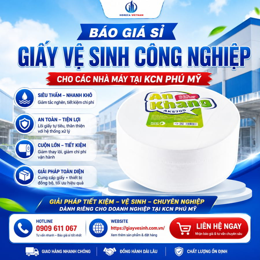 Báo giá sỉ giấy vệ sinh công nghiệp cuộn lớn chất lượng cao tại Horeca Việt Nam