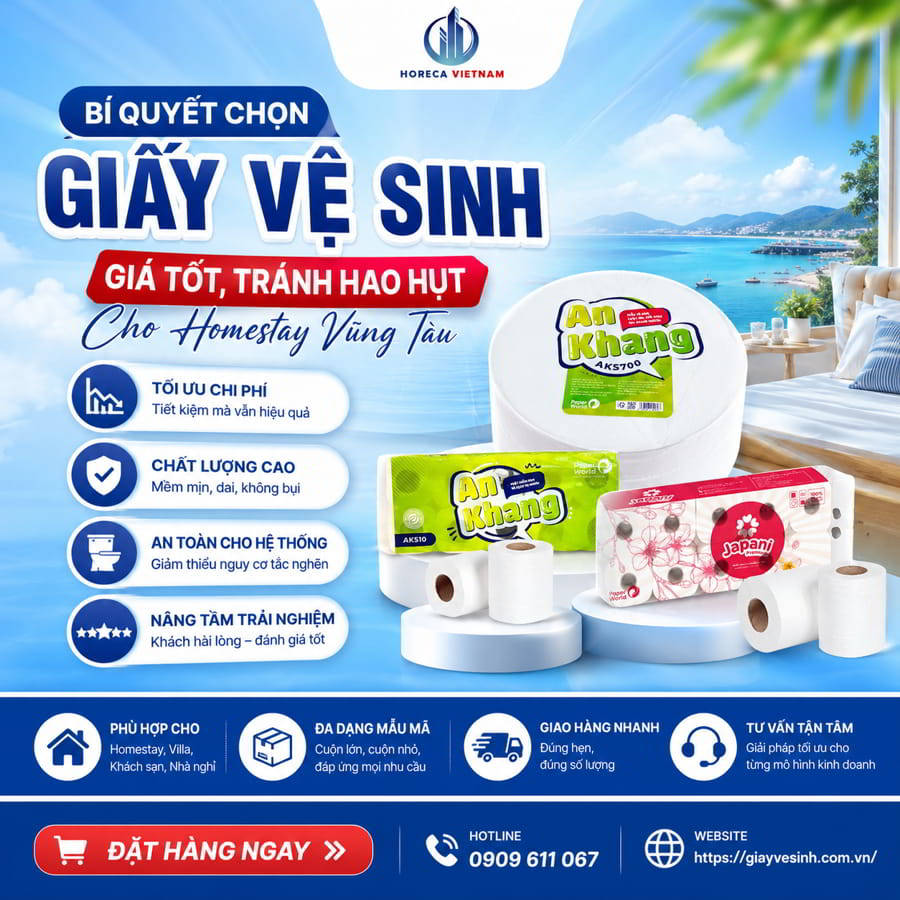 Bí quyết chọn giấy vệ sinh homestay Vũng Tàu giá tốt tránh hao hụt tại Horeca Việt Nam