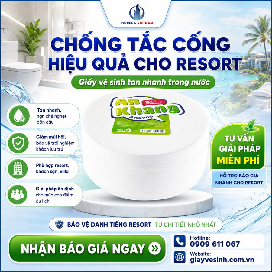 Cung cấp giấy vệ sinh tan nhanh resort Phan Thiết uy tín tại Horeca Việt Nam