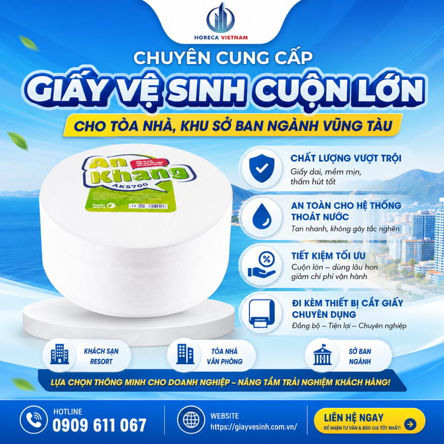 Horeca Việt Nam chuyên cung cấp giấy vệ sinh cuộn lớn Vũng Tàu uy tín giá sỉ tốt nhất