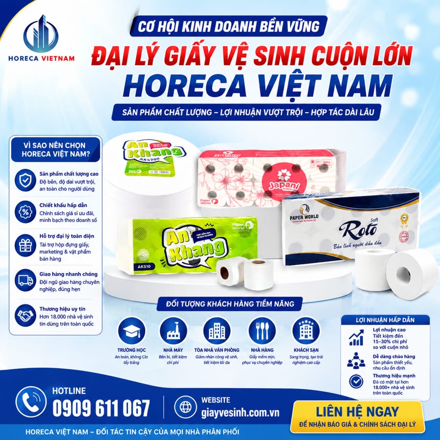 Horeca Việt Nam cung cấp nguồn giấy vệ sinh giá sỉ với mức chiết khấu cực kỳ cạnh tranh, minh bạch