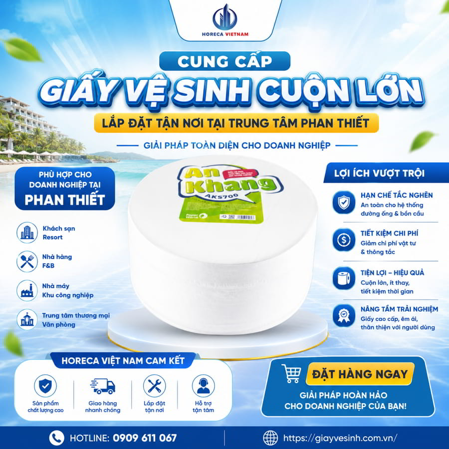 Cung cấp giấy vệ sinh cuộn lớn Phan Thiết uy tín giá sỉ tận xưởng tại Horeca Việt Nam