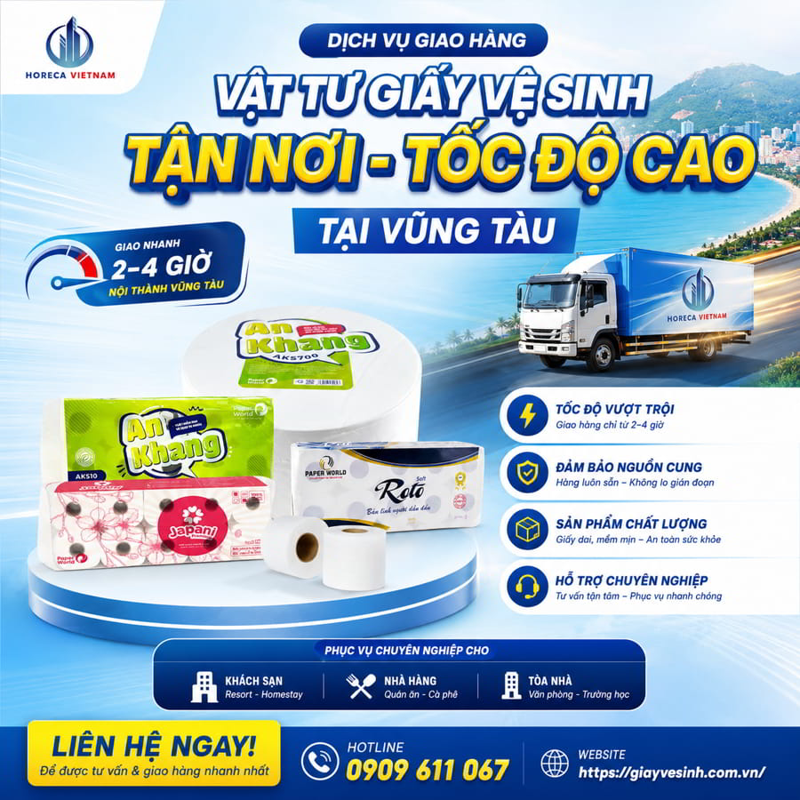 Dịch vụ giao giấy vệ sinh tận nơi Vũng Tàu tại Horeca Việt Nam