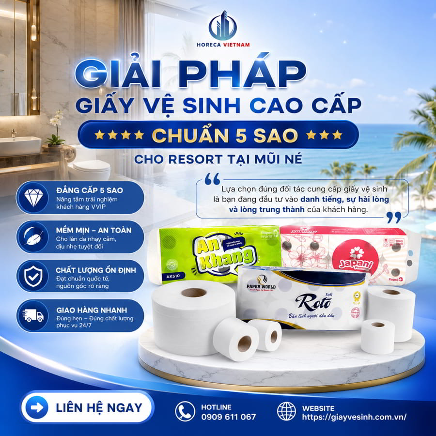 Cung cấp giấy vệ sinh resort Mũi Né uy tín giá sỉ tận xưởng tại Horeca Việt Nam