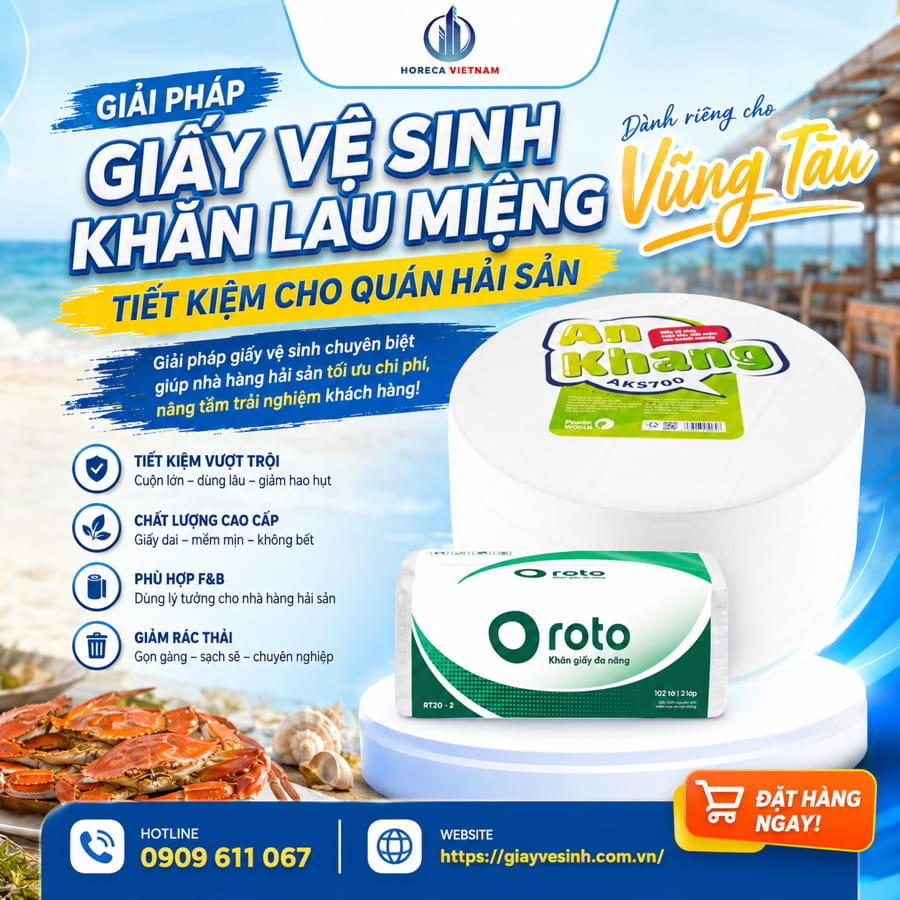 Cung cấp giấy vệ sinh cho nhà hàng hải sản Vũng Tàu uy tín giá sỉ tốt nhất tại Horeca Việt Nam