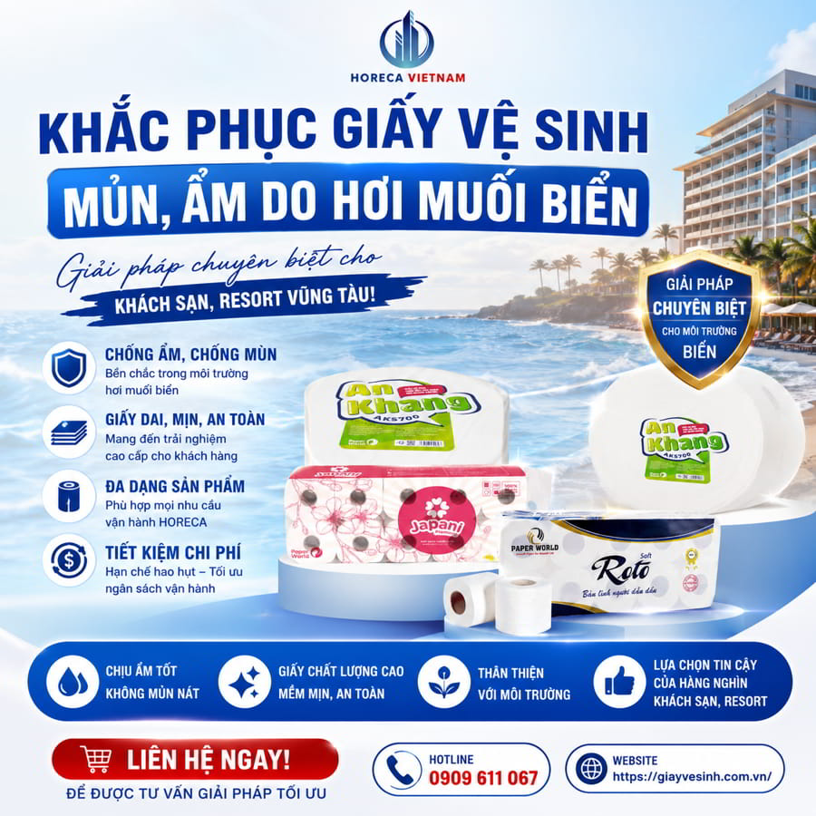 Cách bảo quản giấy vệ sinh vùng biển Vũng Tàu tại Horeca Việt Nam
