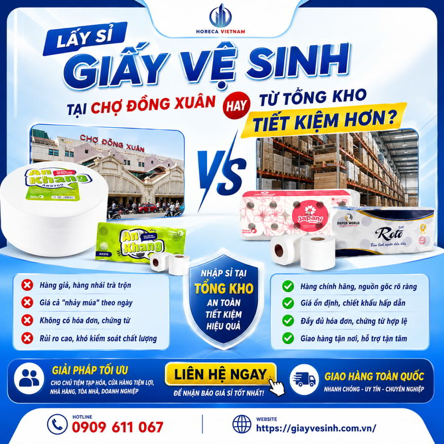 Lấy sỉ giấy vệ sinh chợ Đồng Xuân hay từ tổng kho để tiết kiệm hơn?