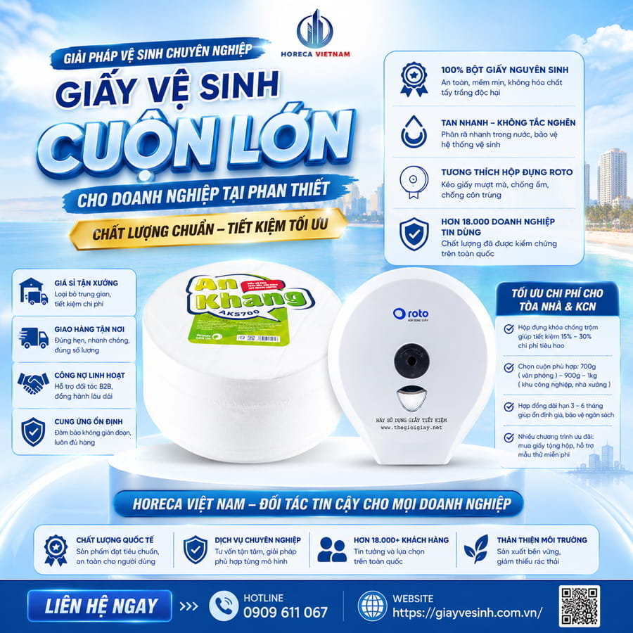 Mua giấy vệ sinh cuộn lớn chính hãng cao cấp giao hàng tận nơi cho doanh nghiệp tại Horeca Việt Nam