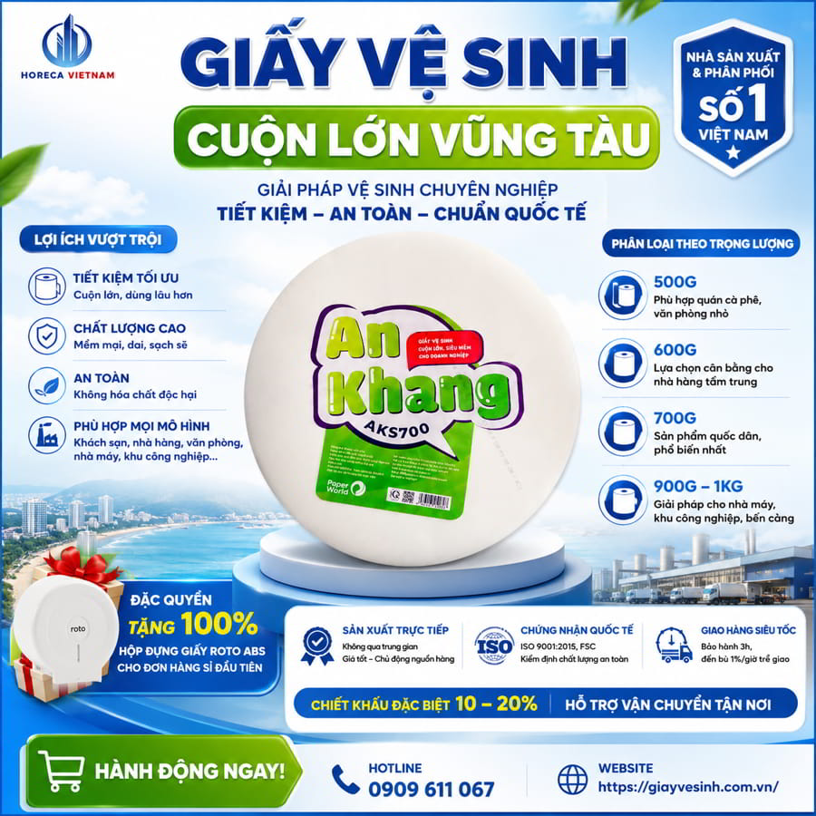 Mua giấy vệ sinh cuộn lớn Vũng Tàu chính hãng cao cấp giá sỉ tốt nhất tại Horeca Việt Nam