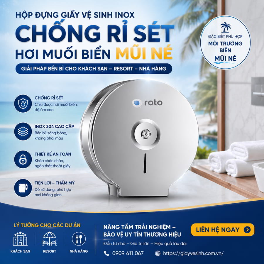Mua hộp đựng giấy vệ sinh Mũi Né inox chống rỉ sét tại Horeca Việt Nam