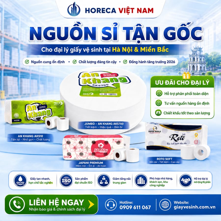 Nguồn sỉ tận gốc cho đại lý giấy vệ sinh tại Hà Nội uy tín giá tốt nhất tại Horeca Việt Nam