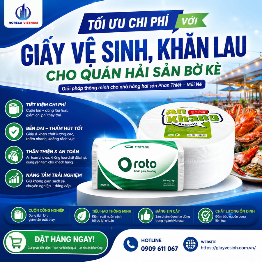 Cung cấp giấy vệ sinh nhà hàng hải sản Phan Thiết uy tín giá tốt nhất tại Horeca Việt Nam